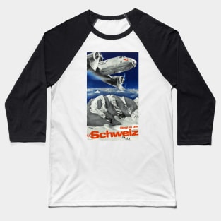 Vintage Travel Poster Switzerland Baseball T-Shirt